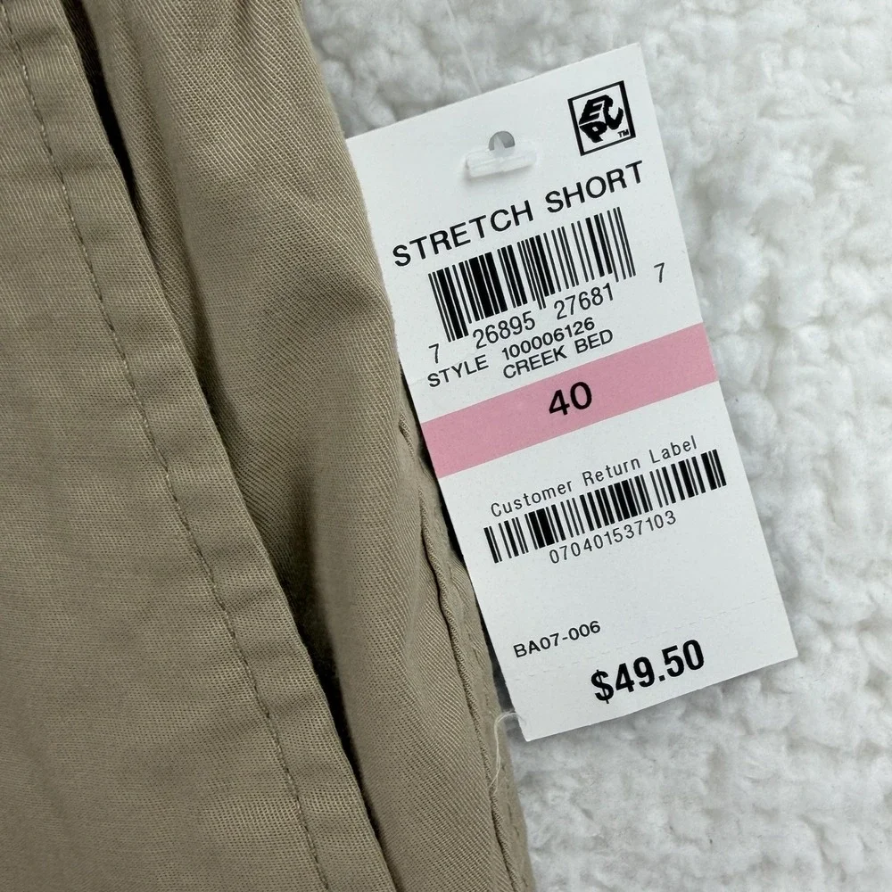 Club Room Shorts Mens 40 Beige Stretch Classic Fit Chino 9 Inseam Flat Front NWT